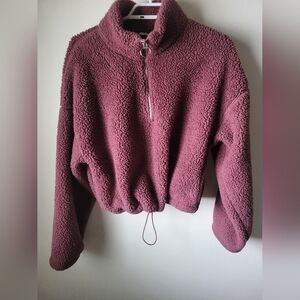 purple-ish teddy zip up jacket Medium